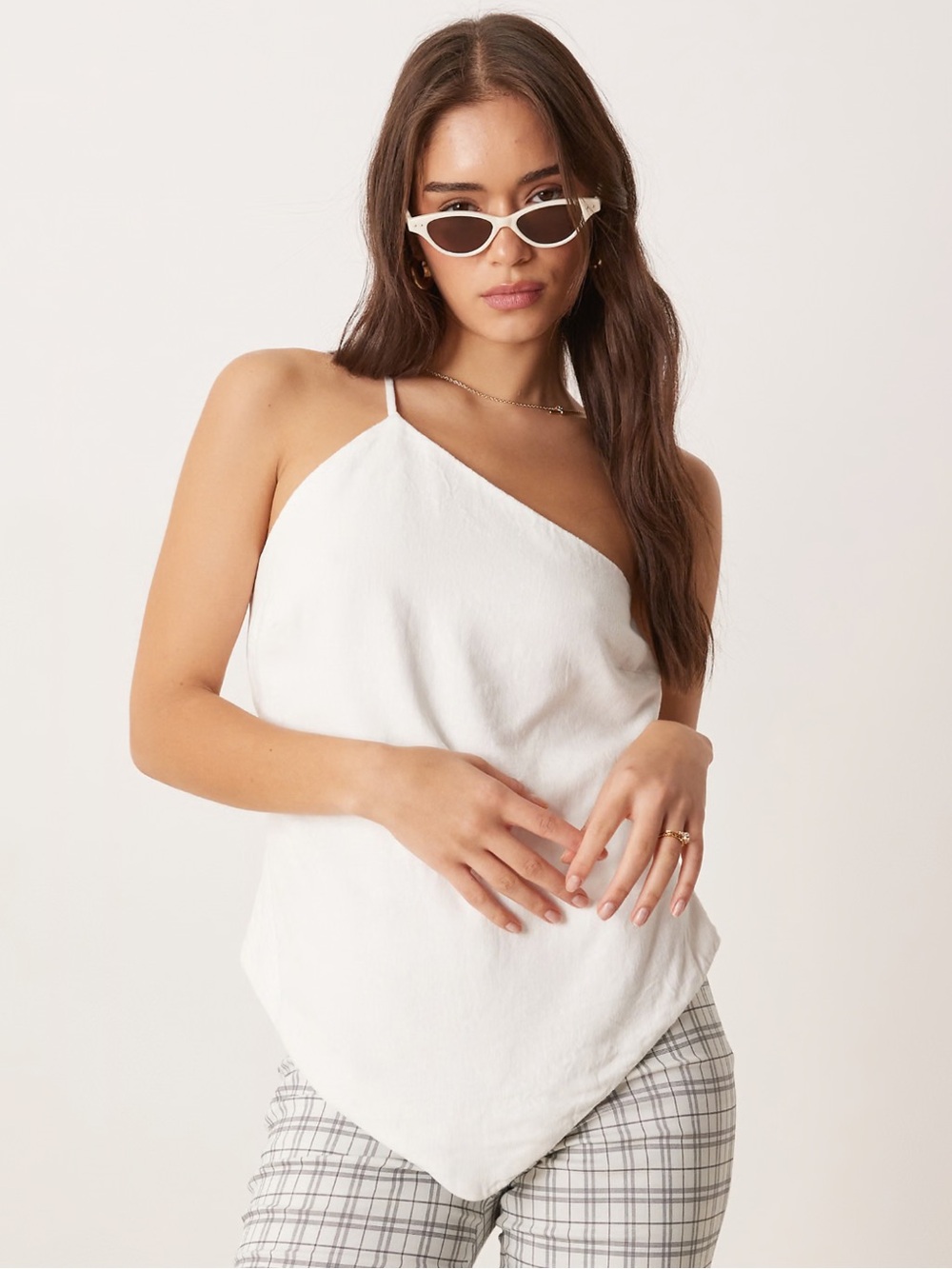 Abercrombie White Asymmetrical One-Shoulder Going Out Top